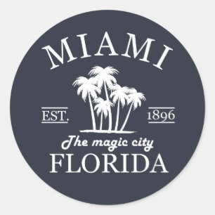 Sticker Rond Plage de Miami City en Floride