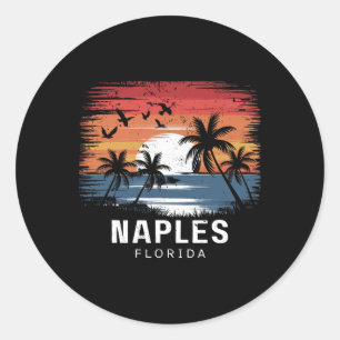 Sticker Rond Plage de Naples Floride Surfant Surfeur 
