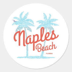 Sticker Rond Plage de Naples Floride USA Palmiers de type corai