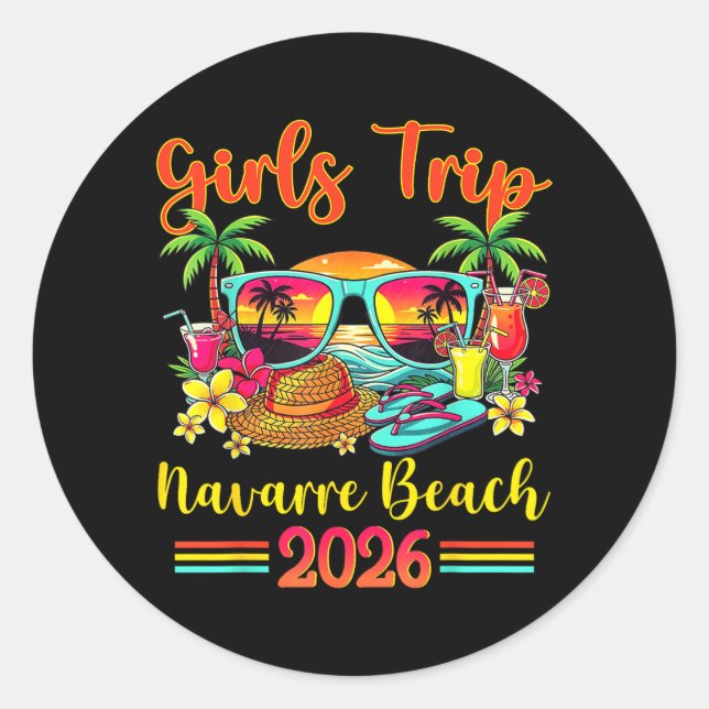 Sticker Rond Plage de Navarre Floride Été Ambiance Coucher de s (Devant)