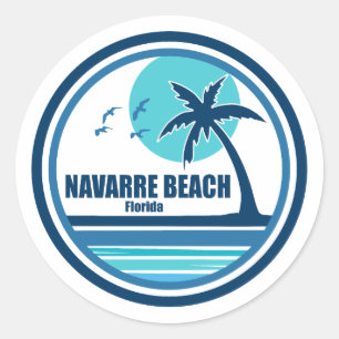 Sticker Rond Plage de Navarre Floride Palmiers Oiseaux