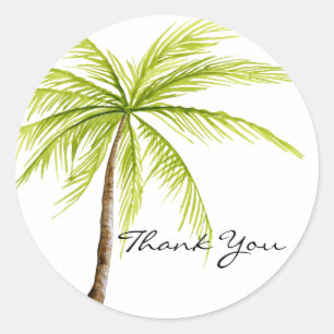 Sticker Rond Plage de Palm Tree Island Merci moderne et tropica