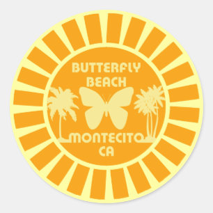Sticker Rond Plage de papillon