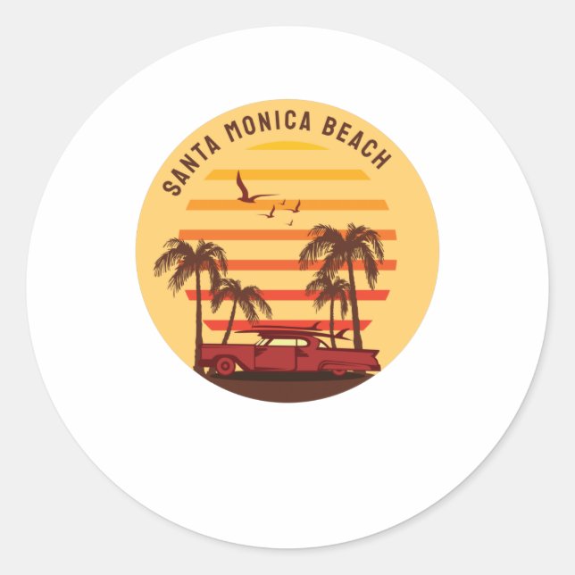 Sticker Rond Plage de père Noël Monica (Devant)