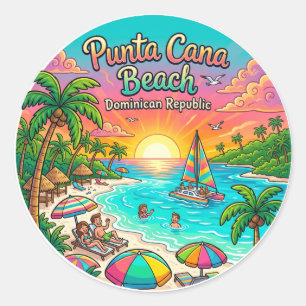 Sticker Rond Plage de Punta Cana République dominicaine