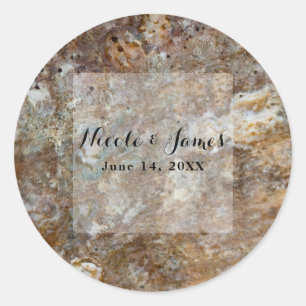 Sticker Rond Plage de roches naturelles brutes Coquillage de me
