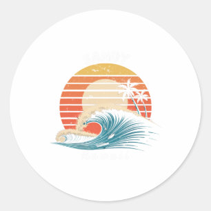 Sticker Rond Plage de sable Hawaii Femmes Hommes Surfboarding