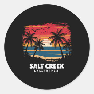 Sticker Rond Plage de Salt Creek Californie Surfeur Palmier