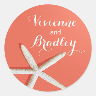 Sticker Rond Plage de Starfish Fingers   corail