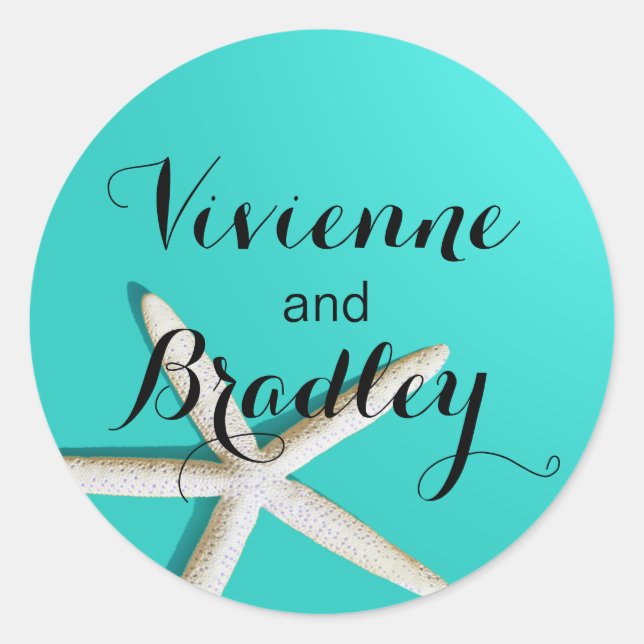 Sticker Rond Plage de Starfish | TURQUOISE (Devant)