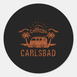 Sticker Rond Plage de surf Carlsbad Ca California