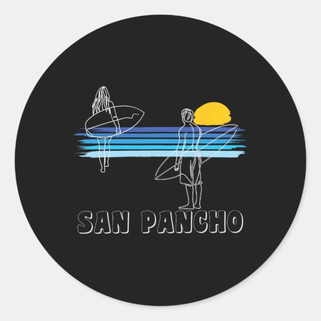 Sticker Rond Plage de surf de San Pancho surfeur fille  (Devant)