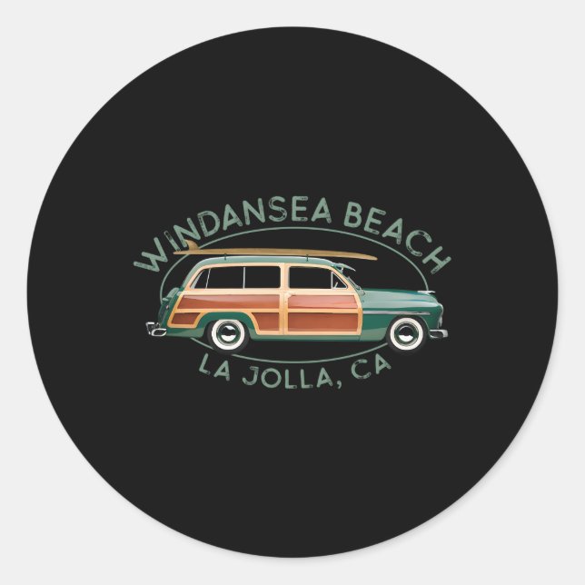 Sticker Rond Plage de Windansea La Jolla Californie Surf (Devant)