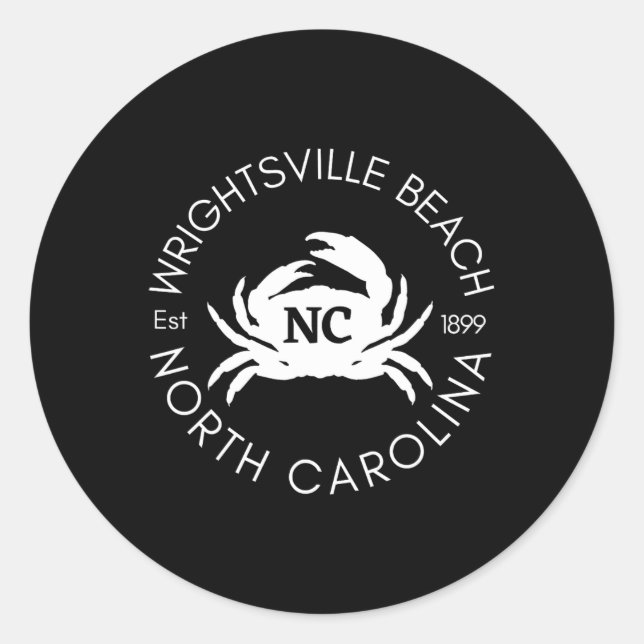 Sticker Rond Plage de Wrightsville Plage de crabe de Caroline d (Devant)
