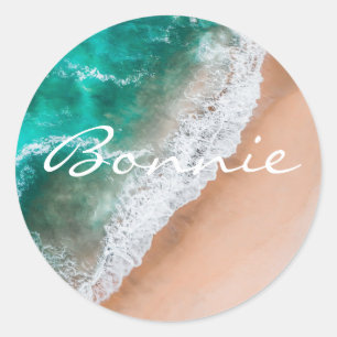 Sticker Rond Plage d'eau de mer sable tropical été