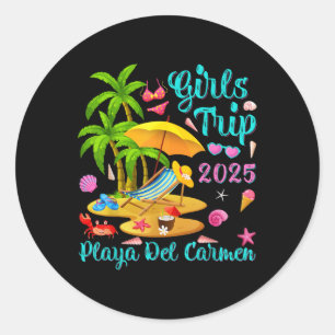 Sticker Rond Plage Del Carmen Beach Mexique Été Filles Voyage 2
