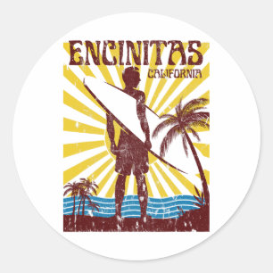 Sticker Rond Plage d'Encinitas Hommes Femmes Filles Enfants