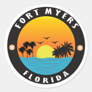 Sticker Rond Plage des myers de Floride-fort
