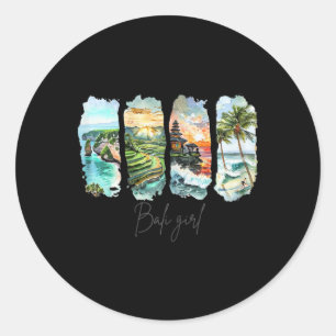 Sticker Rond Plage des rizières en terrasses Indonésie Surf Voy