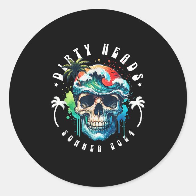 Sticker Rond Plage Dirty Heady Été 2024 (Devant)
