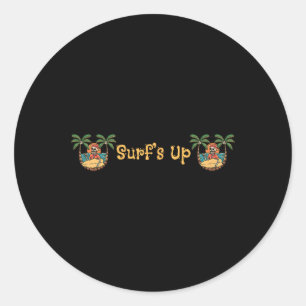 Sticker Rond Plage Drôle Soleil Surfant Squelette Jacksonville
