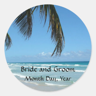 Sticker Rond Plage - Eau Bleue et Sable Blanc