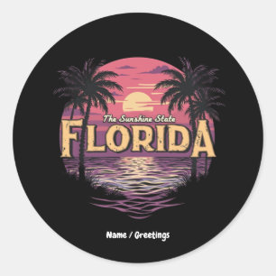 Sticker Rond Plage Florida Au Coucher Du Soleil Surplombant L'O