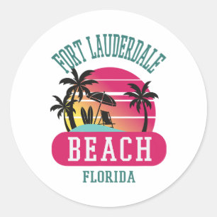 Sticker Rond Plage Floride de Fort Lauderdale Fl Men