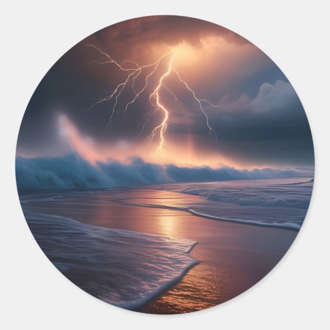 Sticker Rond Plage Foudroyée Deux (Devant)