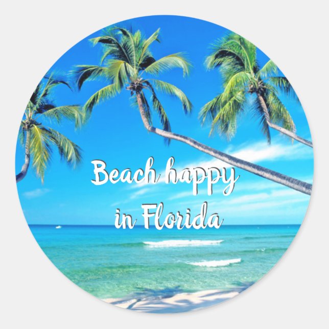 Sticker Rond Plage heureux en Floride aimant (Devant)