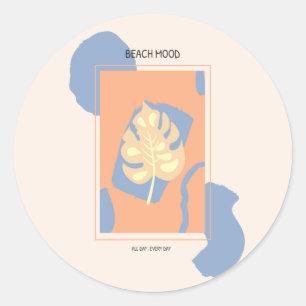 Sticker Rond Plage Humeur Abstrait Feuille tropicale