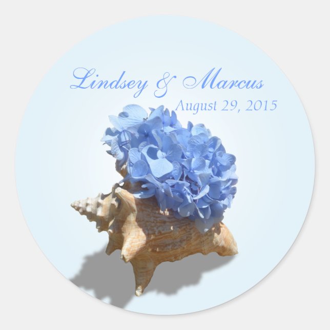 Sticker Rond Plage Hydrangea Blue (Devant)