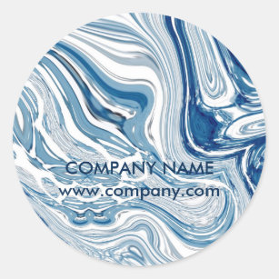 Sticker Rond plage marine océan aquarelle marbre bleu