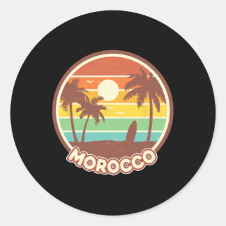 Sticker Rond Plage Maroc Cool Rétro Surf Souvenir Surf Gif