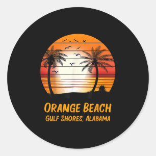 Sticker Rond Plage Orange Golfe Rives Alabama Coucher de soleil