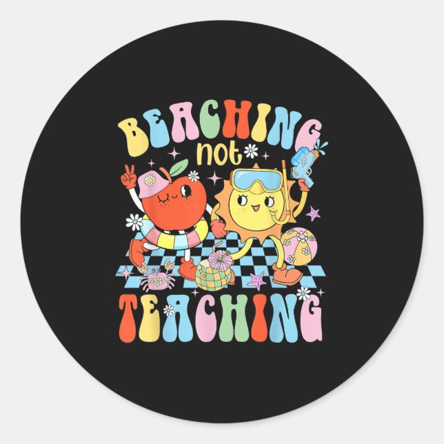 Sticker Rond Plage Pas Enseigner Vibe Été Enseignant Graduati (Devant)