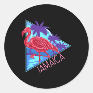 Sticker Rond Plage Rétro Années 80 Vacances Vintage Jamaïque Po