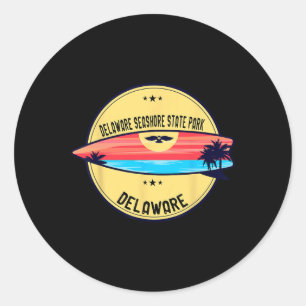 Sticker Rond Plage rétro du Delaware Delaware Seashore State Pa