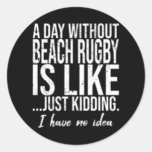 Sticker Rond Plage Rugby drôle cadeau sportif