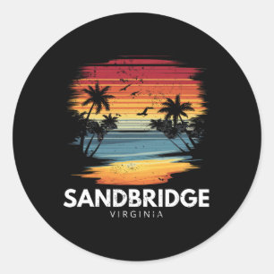 Sticker Rond Plage Sandbridge Virginie Surfboard Surf Vintage