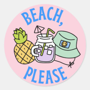 Sticker Rond Plage, S'Il Vous Plaît