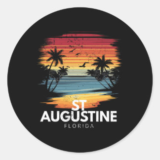 Sticker Rond Plage St Augustine Floride Surfboard Surf Vintage