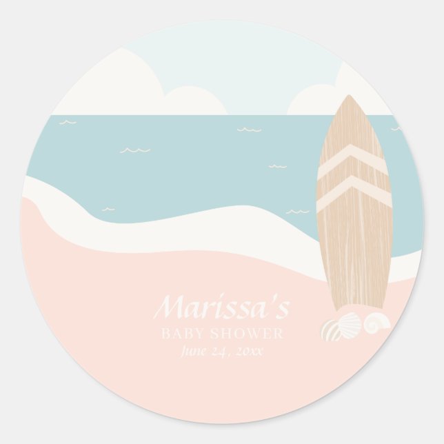 Sticker Rond Plage Surboard (Devant)