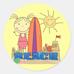 Sticker Rond PLAGE - T-shirts et cadeaux Blond Girl