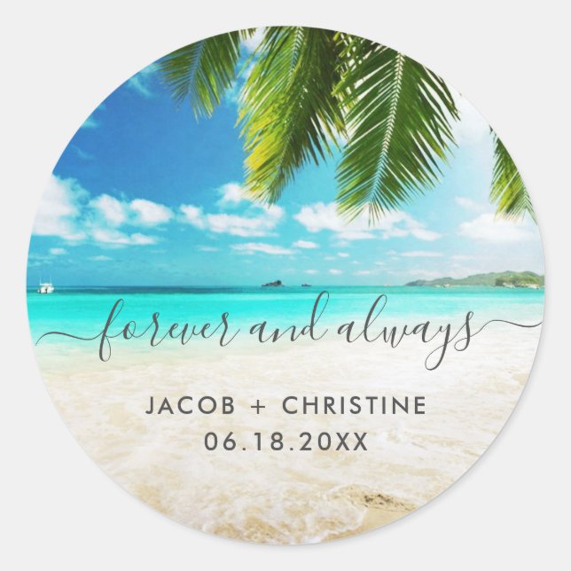 Sticker Rond Plage Toujours Faveur Mariage (Devant)