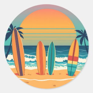 Sticker Rond Plage tropicale