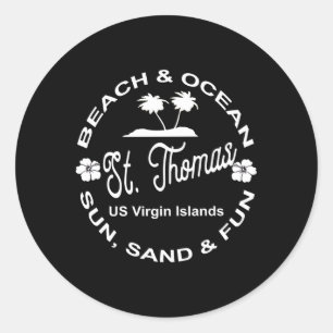 Sticker Rond Plage tropicale Océan St Thomas Us