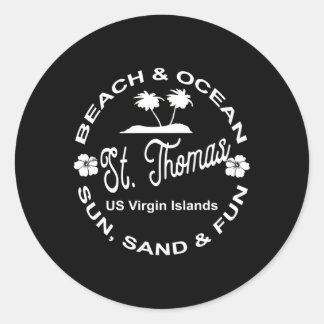 Sticker Rond Plage tropicale Océan St Thomas Us