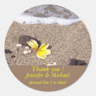 Sticker Rond Plage tropicale Plumeria jaune