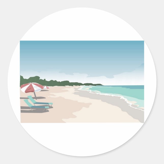 Sticker Rond Plage tropicale relaxante (Devant)